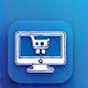 A computer screen icon illustrating online purchase.